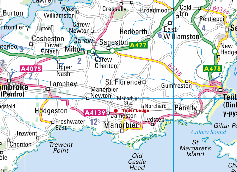 Map of the area around Jameston